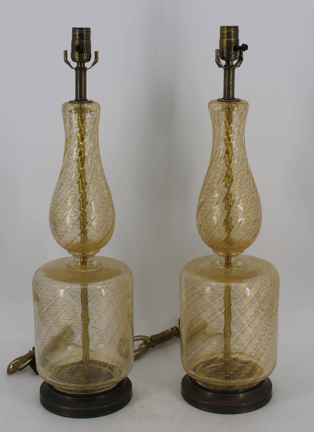 A VINTAGE PAIR OF MURANO GILT TO