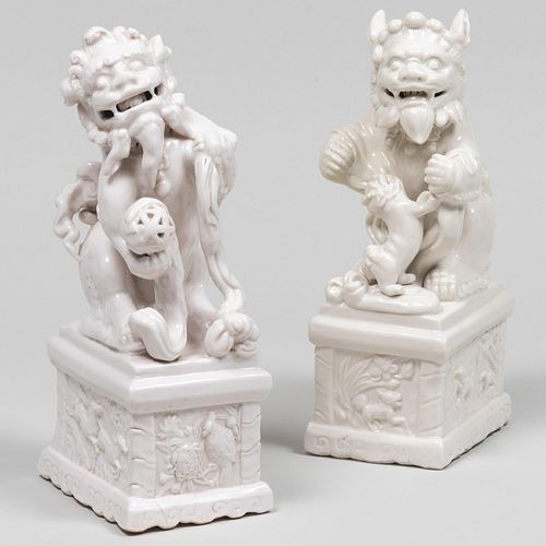 TWO CHINESE WHITE GLAZED PORCELAIN