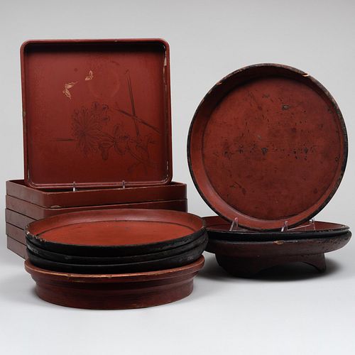 GROUP OF ASIAN LACQUER TRAYSComprising:

A