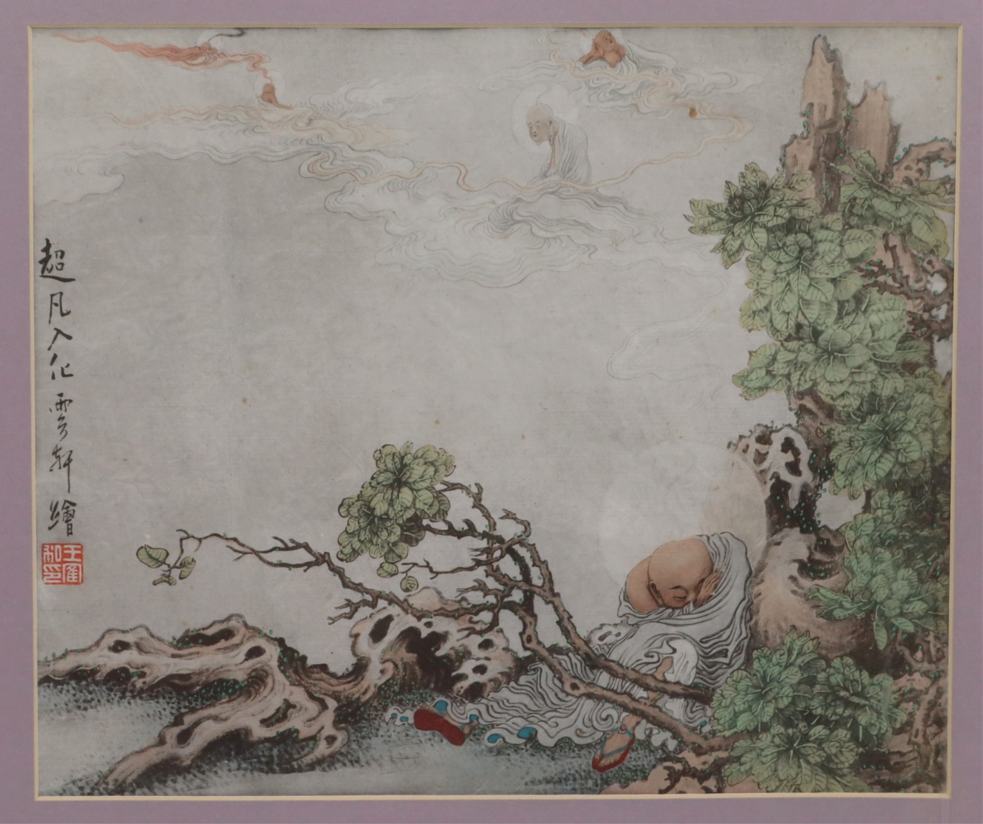 SIGNED ASIAN PAINTING OF A SLEEPING 3bd282