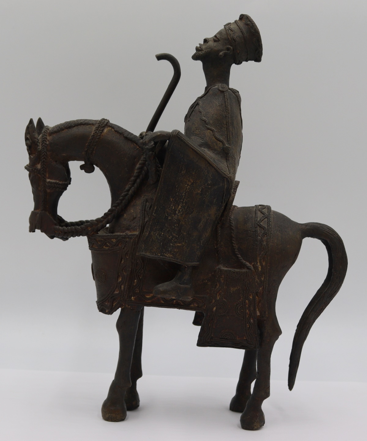 TRIBAL BRONZE HORSE AND RIDER  3bd284