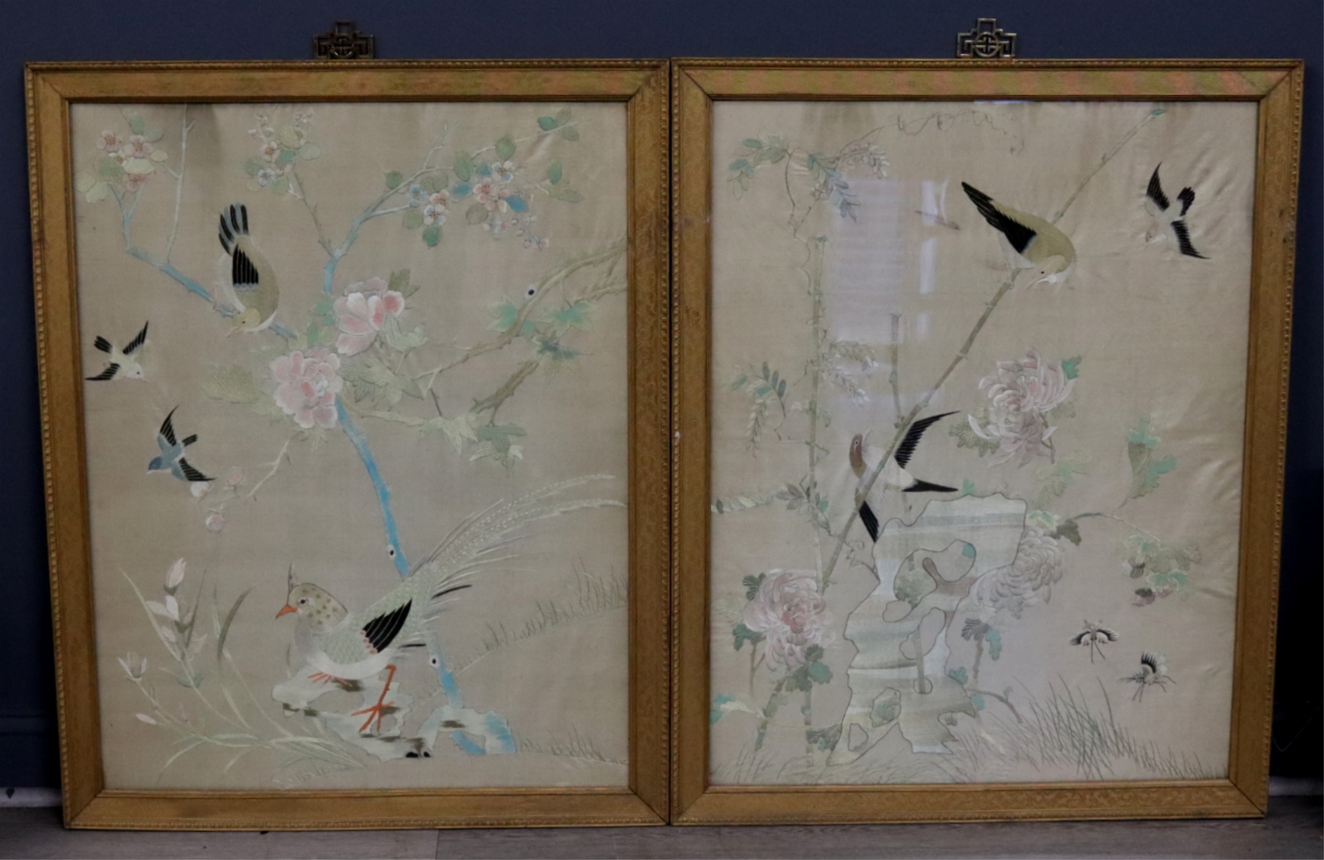 PAIR OF FRAMED ASIAN EMBROIDERIES