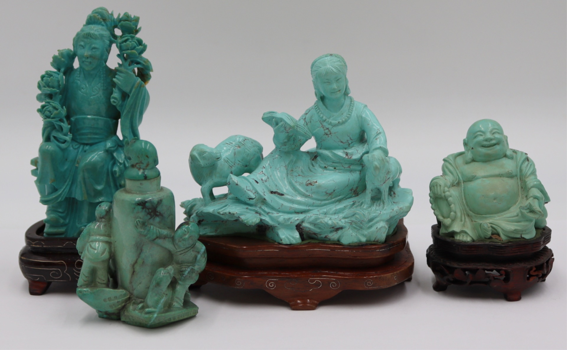 GROUPING OF 4 TURQUOISE CARVINGS  3bd298