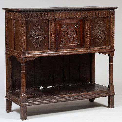 CHARLES II CARVED OAK COURT CABINET4