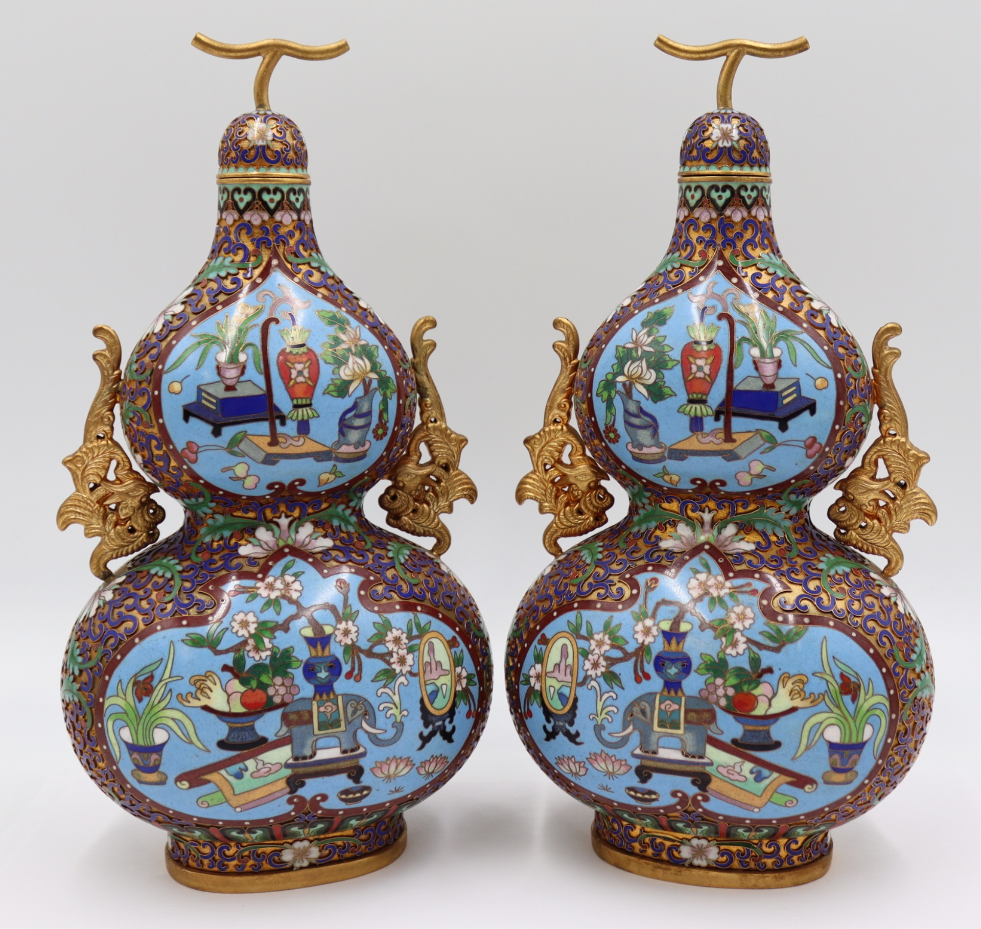 PAIR OF CHINESE CLOISONNE DOUBLE 3bd2b8