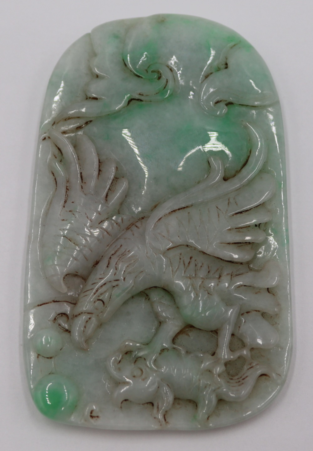 CARVED JADE PEDANT OF A HAWK AND 3bd358