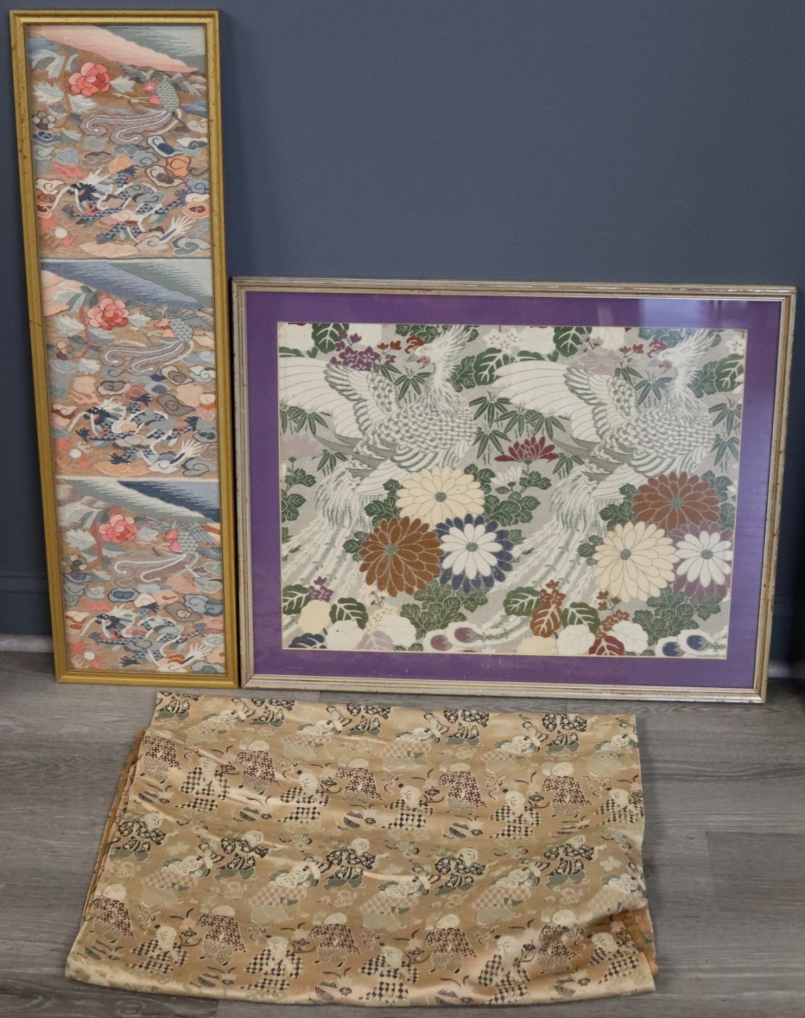 GROUPING OF EMBROIDERED ASIAN TEXTILES.