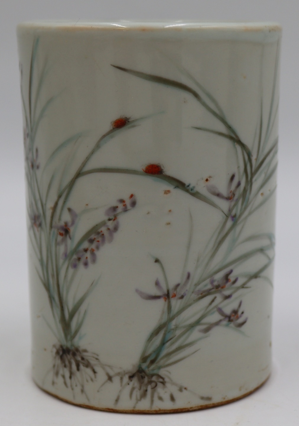 ASIAN ENAMEL DECORATED FLORAL VASE  3bd364