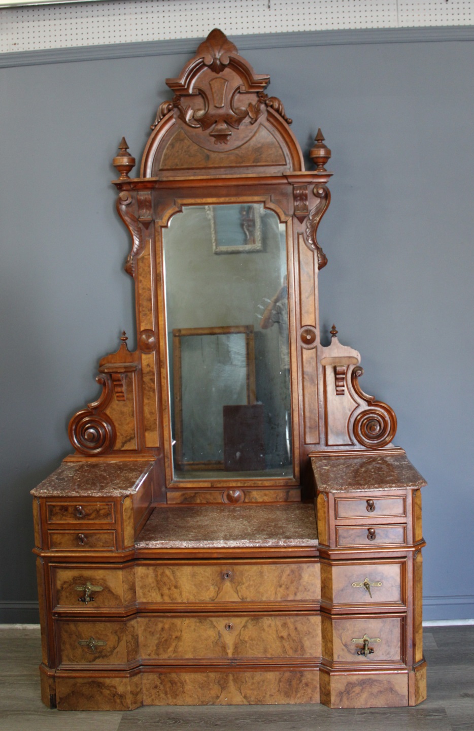 VICTORIAN WALNUT STEP DOWN CABINET