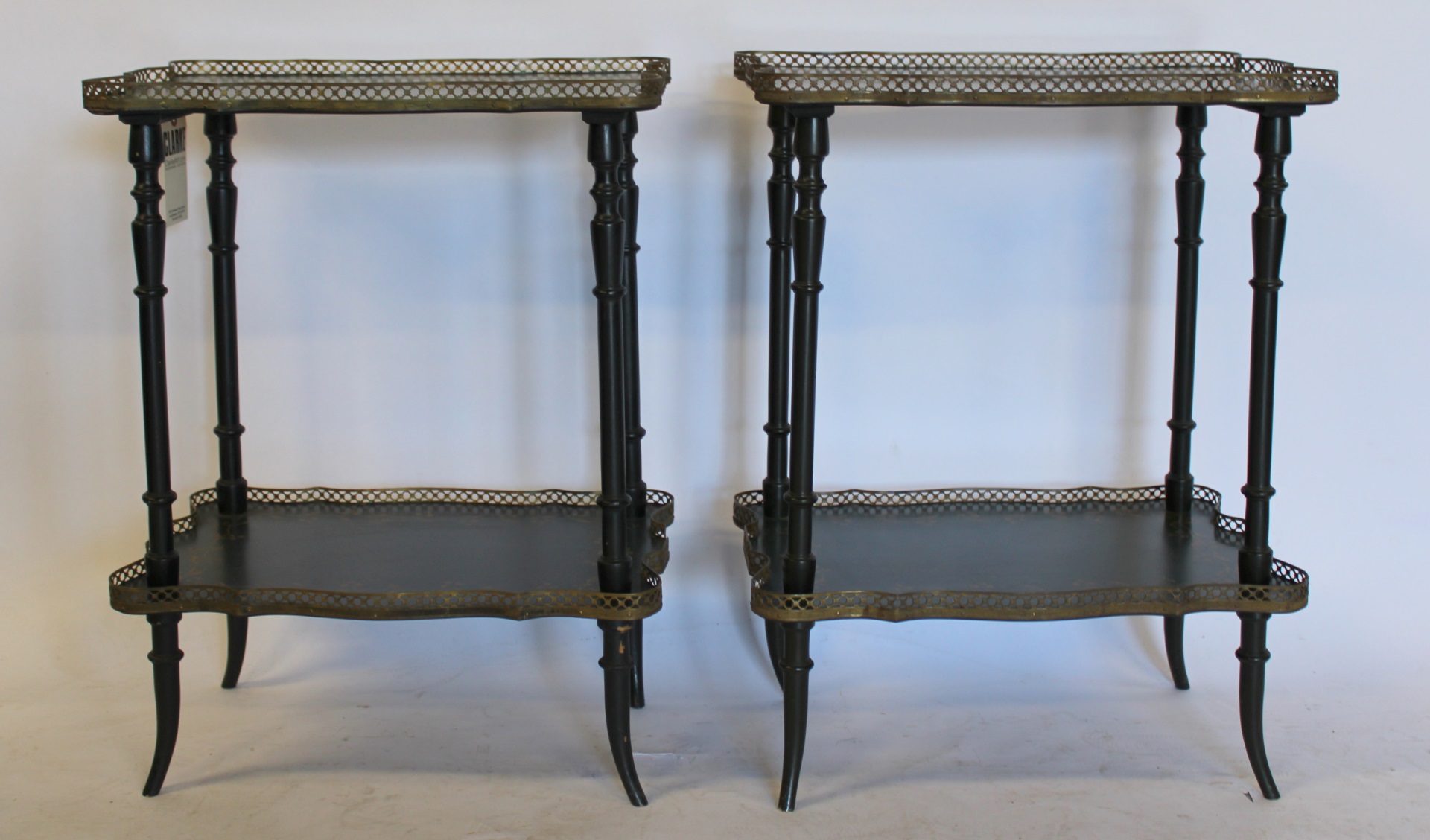 A VINTAGE PAIR OF PAINT & GILT DECORATED