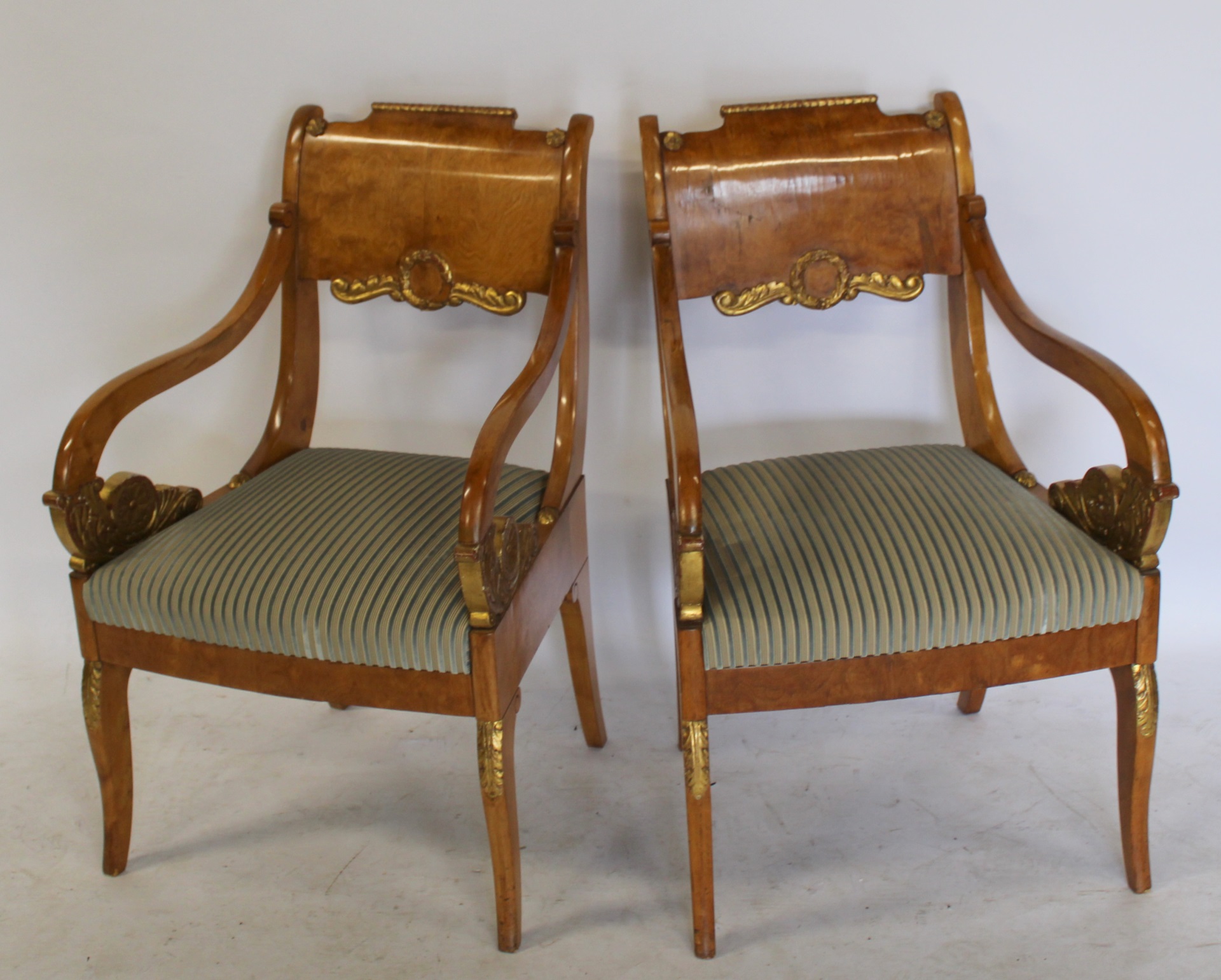 A PR OF BIEDERMEIER CARVED & GILT