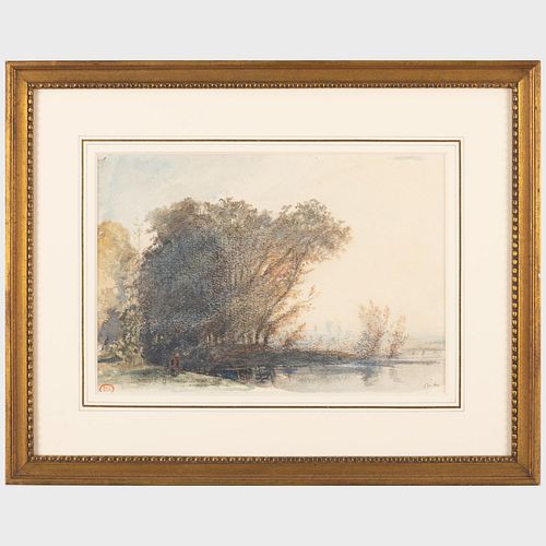 PAUL HUET 1803 1869 LANDSCAPEWatercolor 3bd4bf