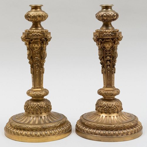 LARGE PAIR OF RÃ©GENCE STYLE GILT-BRONZE