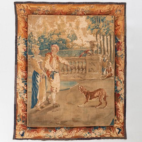 AUBUSSON PASTORAL AND FIGURAL TAPESTRY 3bd555