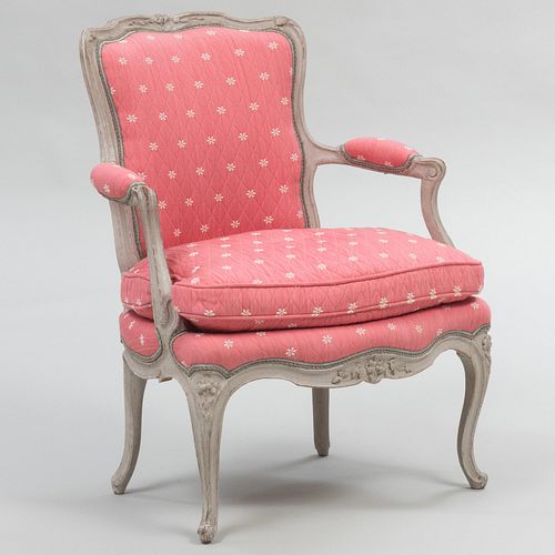 LOUIS XV PAINTED FAUTEUIL EN CABRIOLET,