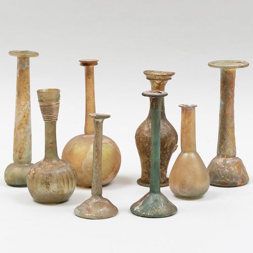 GROUP OF EIGHT ROMAN GLASS VESSELSThe