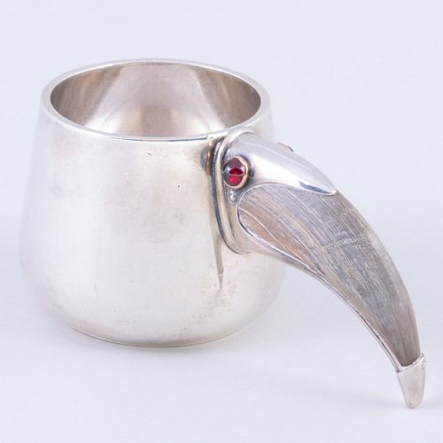 RUSSIAN SILVER AND HORN MOUNTED