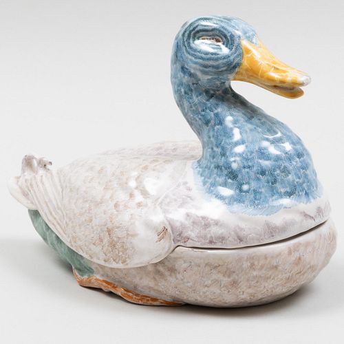 CONTINENTAL FAIENCE DUCK FORM TUREEN