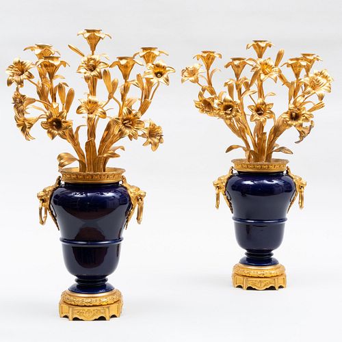 PAIR OF NAPOLEAN III STYLE GILT BRONZE MOUNTED 3bd5a9