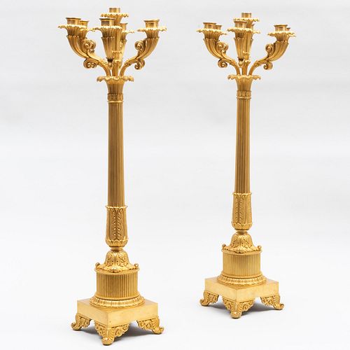 PAIR OF CHARLES X ORMOLU SEVEN-LIGHT