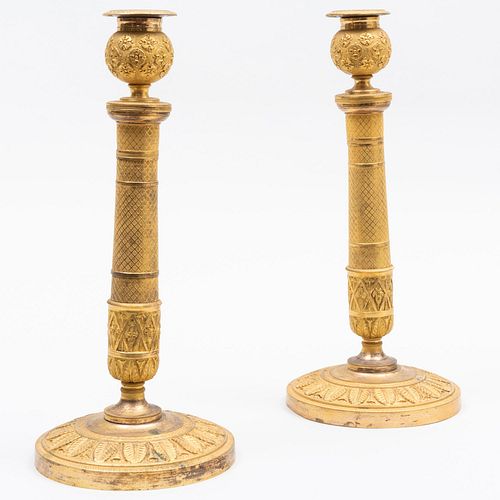 PAIR OF CHARLES X ORMOLU CANDLESTICKS12 3bd5b3