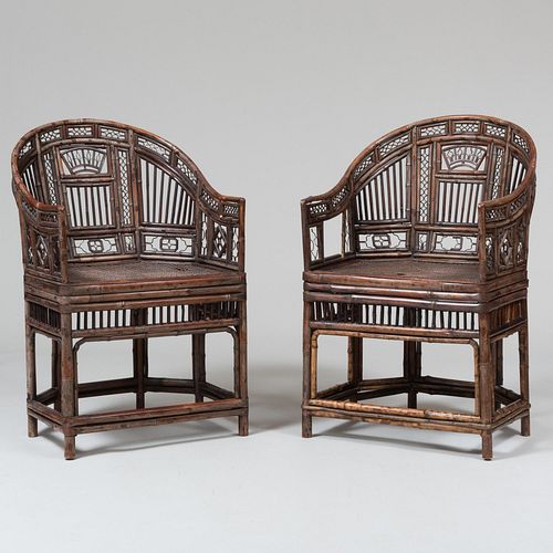 PAIR OF REGENCY BAMBOO AND CANED