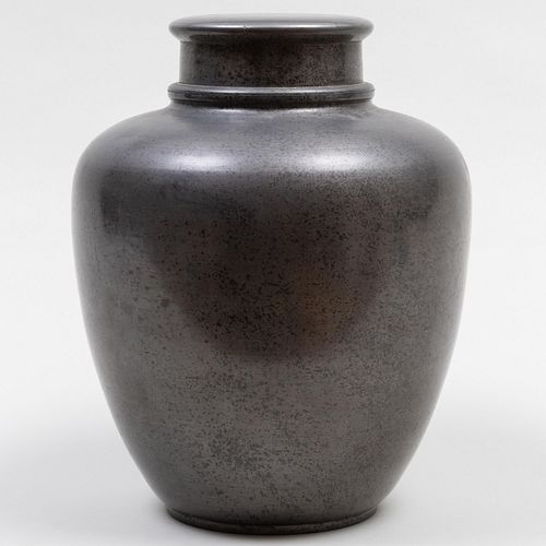 CHINESE METAL TEA JAR AND COVERCast