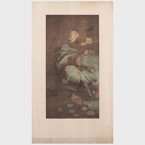 CHINESE PRINT OF LOTUS AND BIRDSInk
