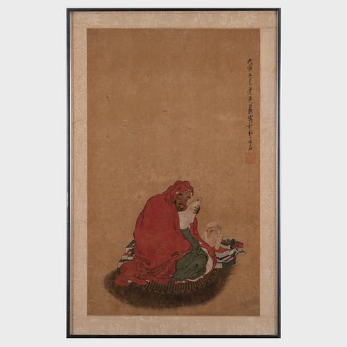 JAPANESE SCROLL OF A SEATED SAGE 3bd66c
