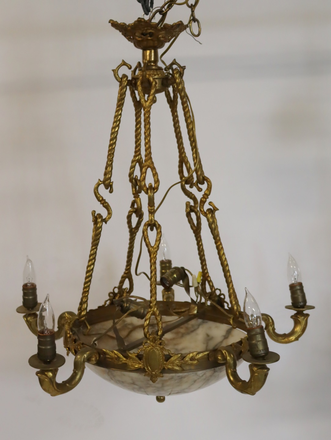 BRONZE MOUNTED ALABASTER CHANDELIER 3bd6fb