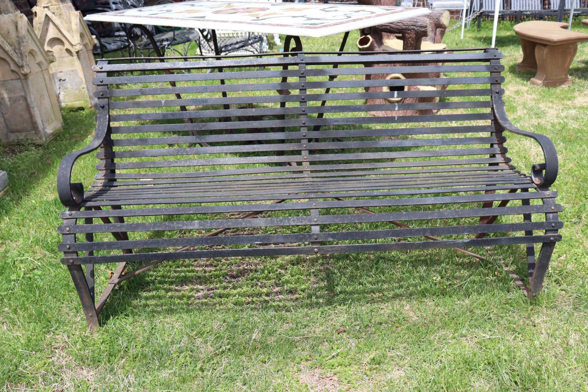 ANTIQUE IRON BLACK PAINTED SLATTED 3bd70b