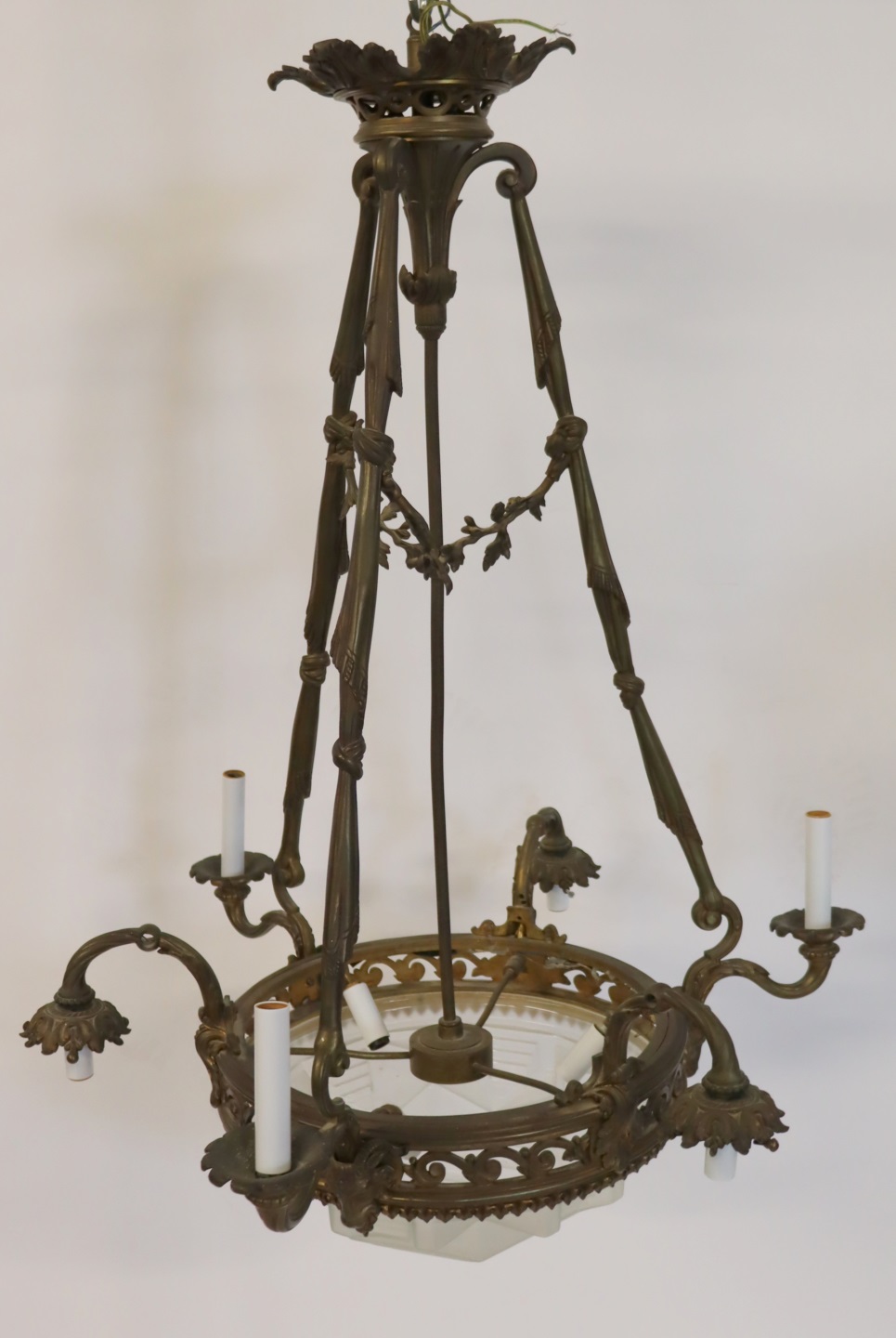 ART DECO BRONZE CHANDELIER WITH 3bd71a