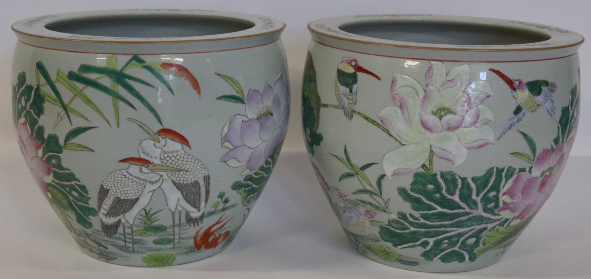 PAIR OF CHINESE ENAMEL DECORATED