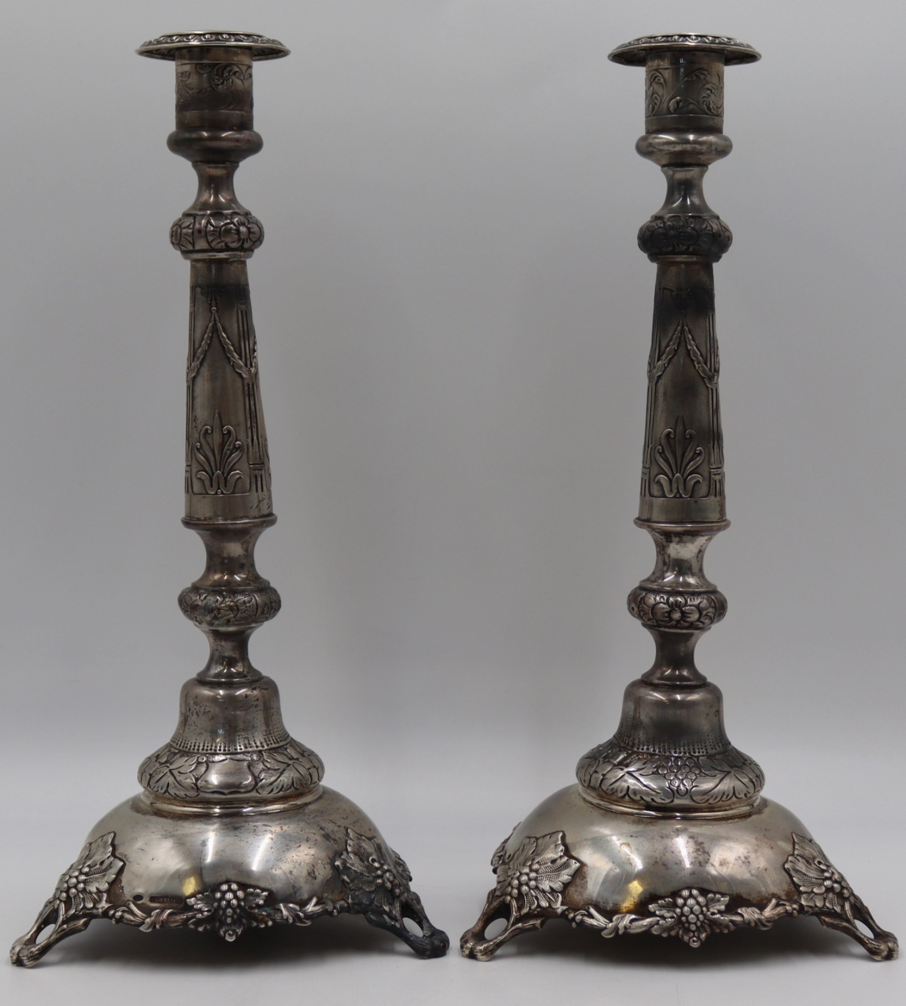 SILVER. PAIR OF 19TH C RUSSIAN