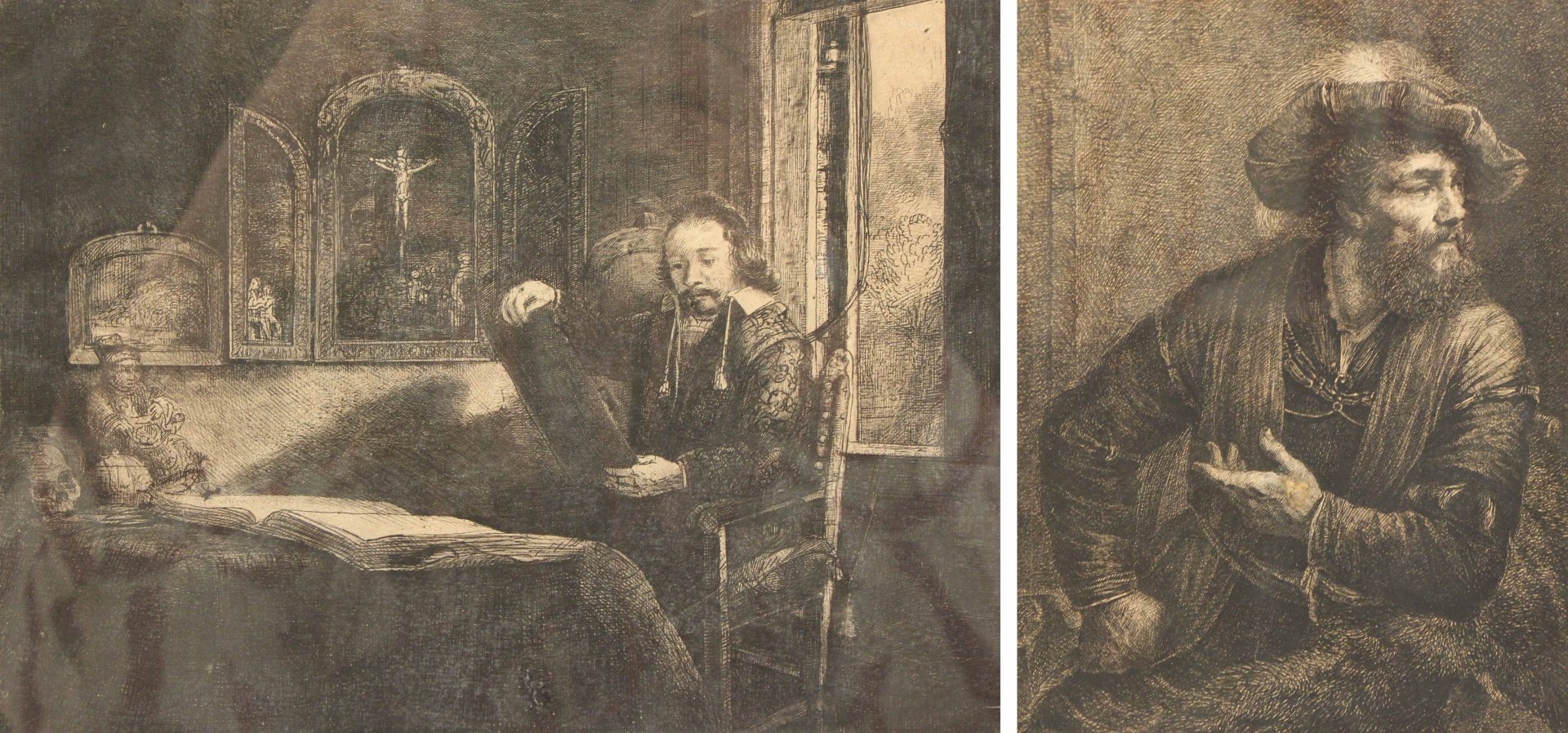 REMBRANDT (AFTER) Pair of Etchings.