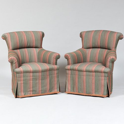 PAIR OF UPHOLSTERED SCROLL BACK 3bd859