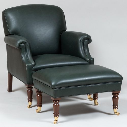 LEATHER CLUB CHAIR AND MATCHING 3bd85a