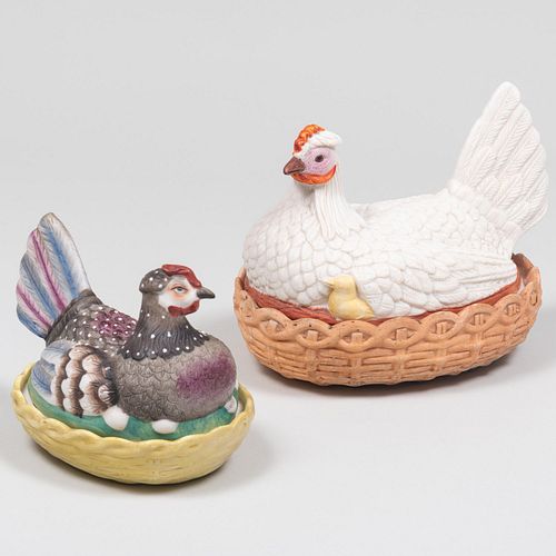 TWO CONTINENTAL PORCELAIN CHICKEN 3bd8de