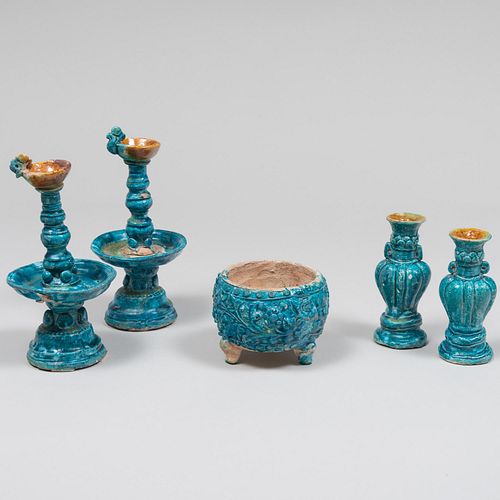 CHINESE FIVE PIECE TURQUOISE TOMB 3bd943