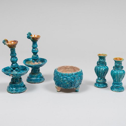 CHINESE FIVE PIECE TURQUOISE TOMB