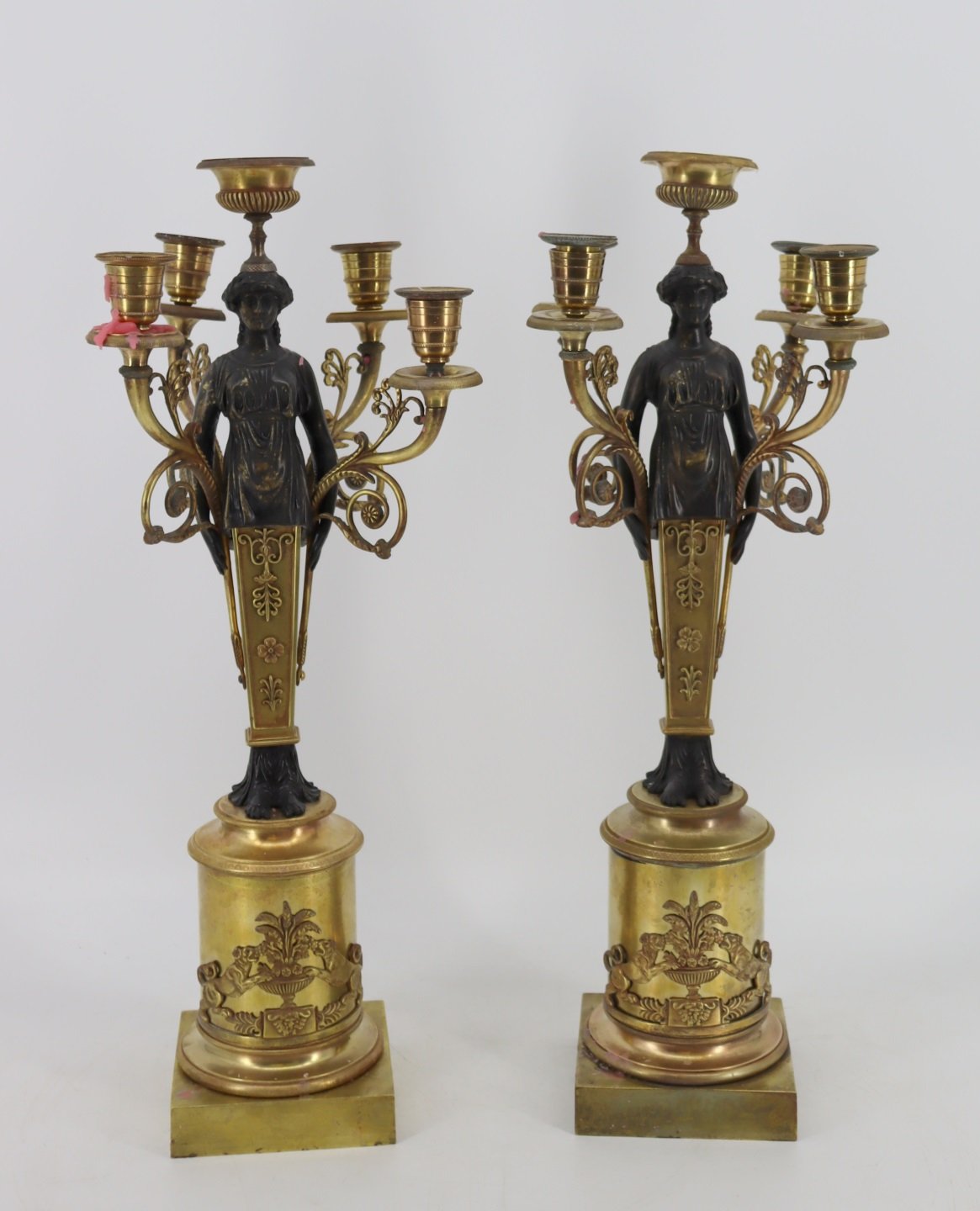 A FINE PAIR OF ANTIQUE GILT & PATINATED