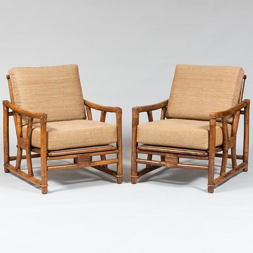 PAIR OF FICKS REED BAMBOO ARMCHAIRS