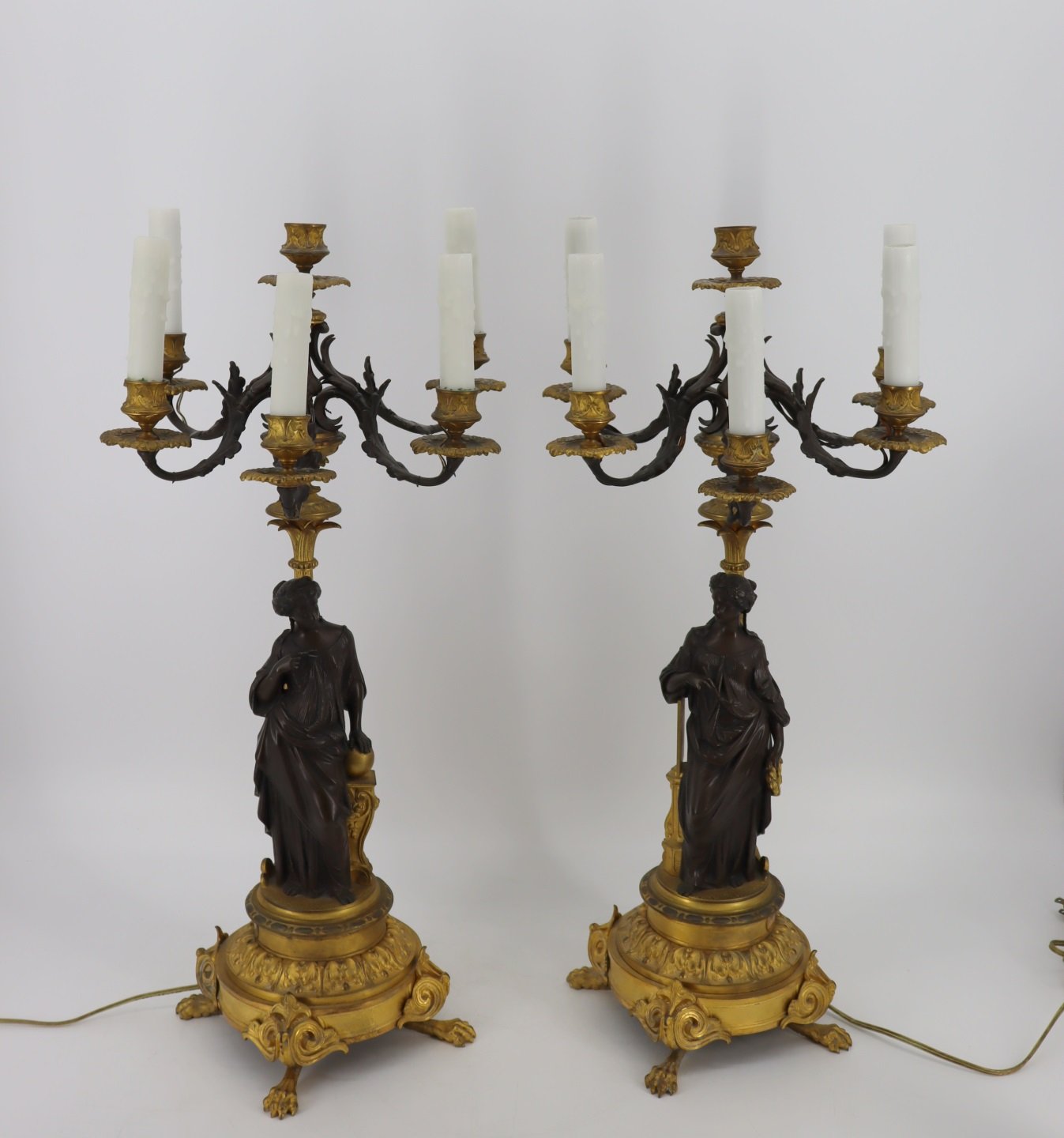 A FINE PAIR OF GILT & PATINATED