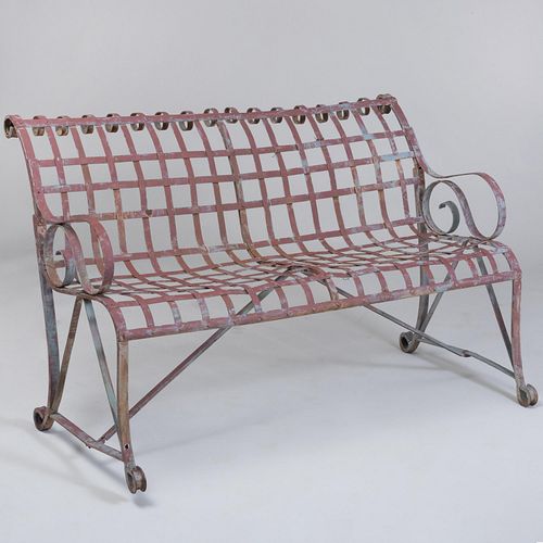 PAIR OF PAINTED METAL GARDEN BENCHES30 3bd9bd