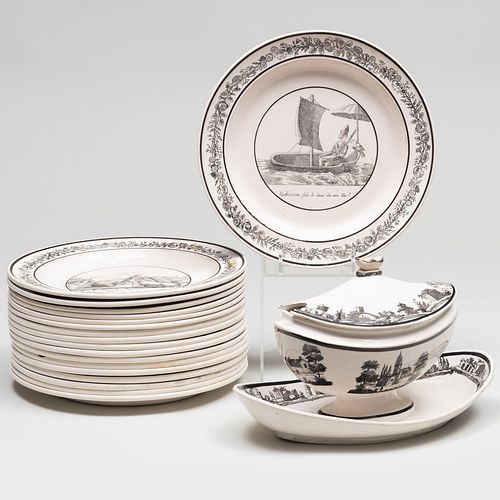 ASSEMBLED FRENCH TRANSFER PRINTED CREAMWARE