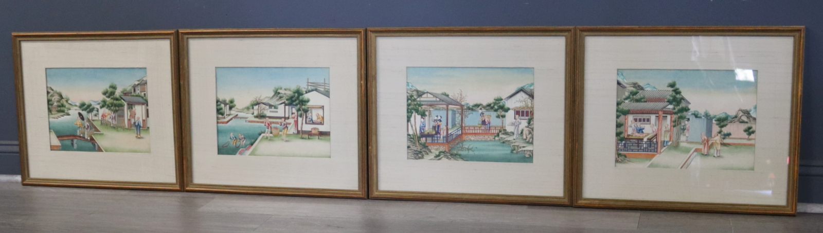  4 FRAMED CHINESE SCHOOL PAINTINGS  3bda6c