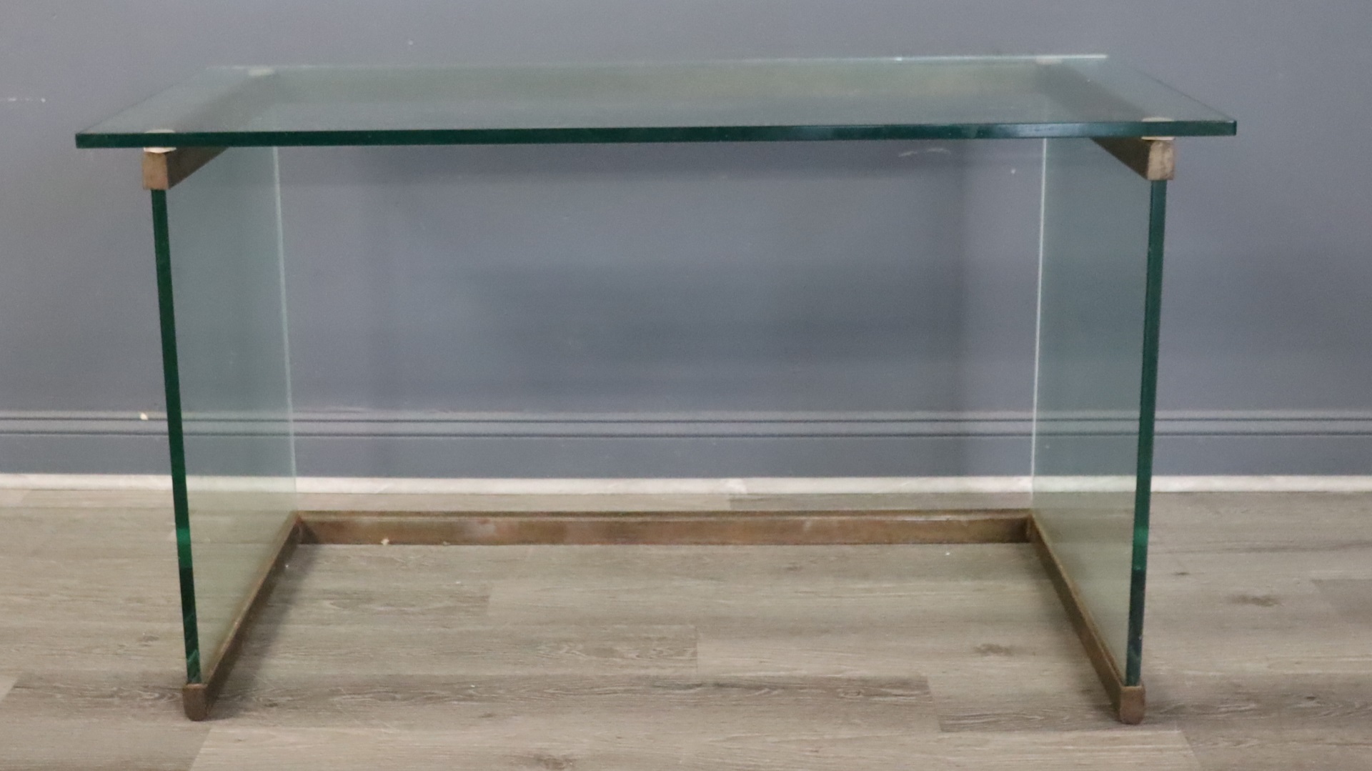 MIDCENTURY GLASS AND METAL DESK