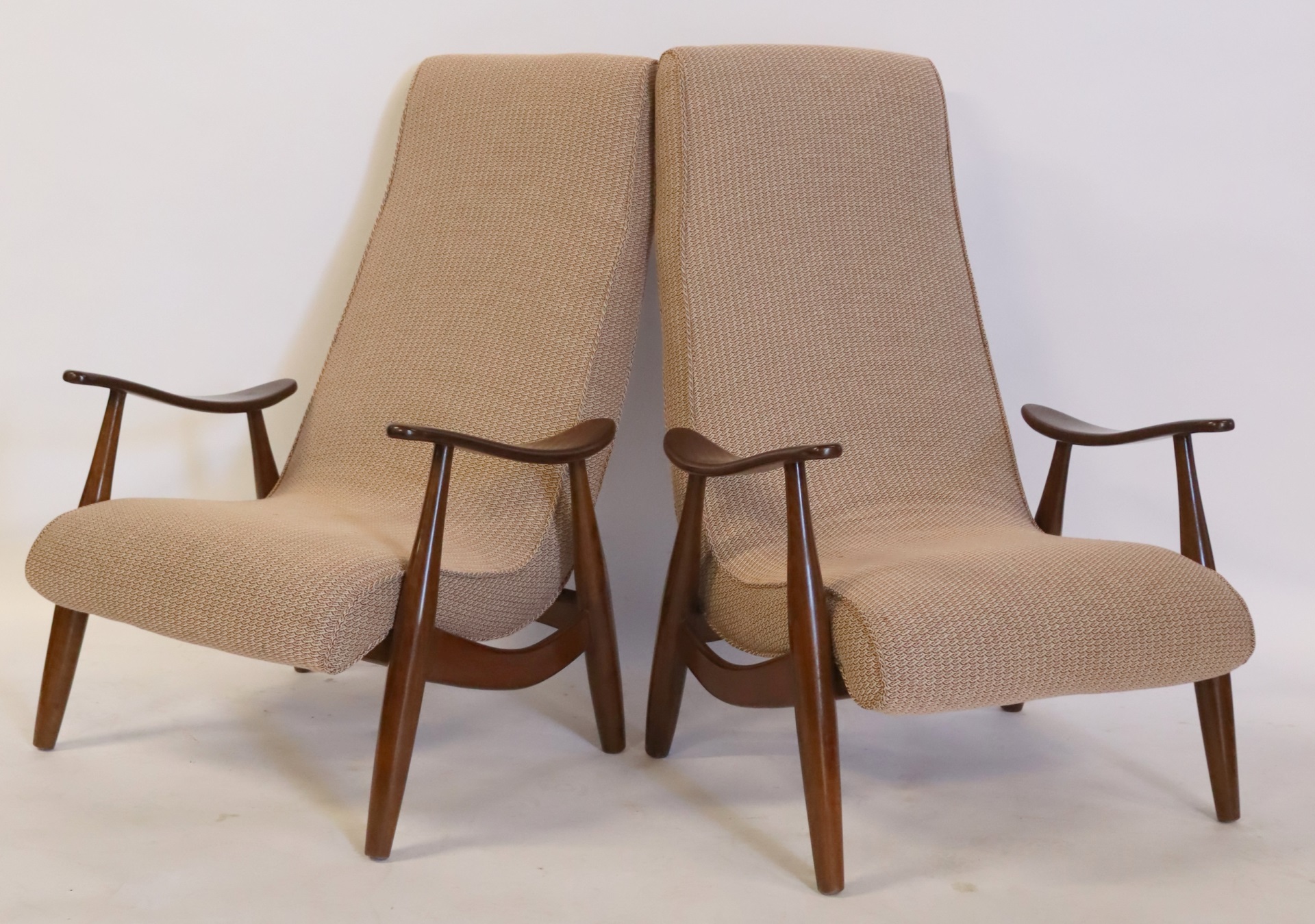 MIDCENTURY PAIR OF UPHOLSTERED