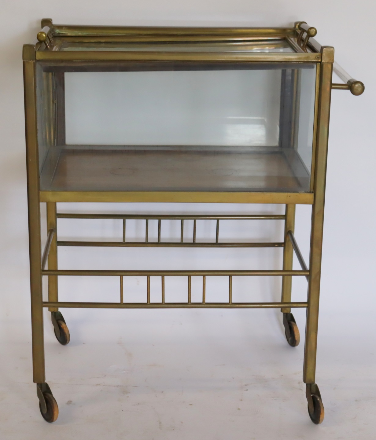 ANTIQUE BRASS ROLLING BAR / SERVER.