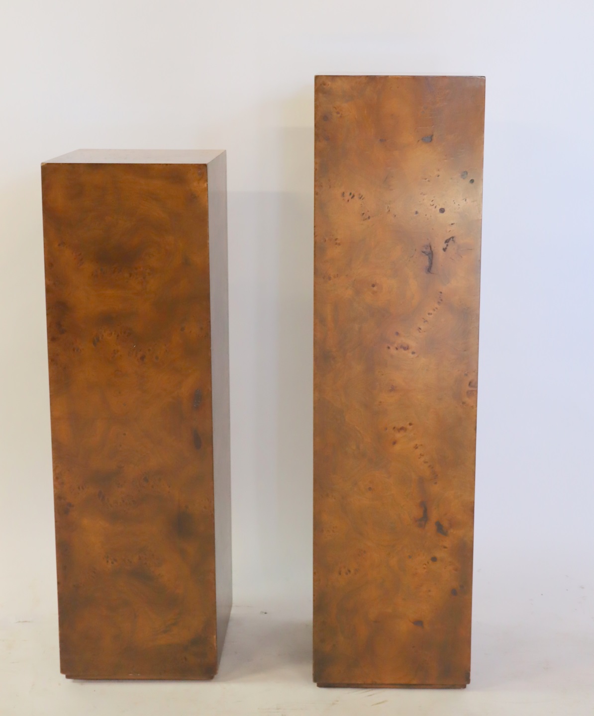 2 BURL WALNUT PEDESTALS & A PARZINGER